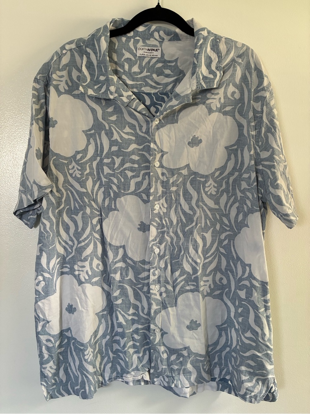 Light Blue Floral Short-Sleeve Button-Down Shirt by 8th AVENUE
